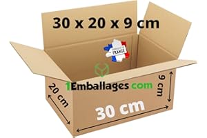 PARIS STOCK Cartons d'expeditions 300 x 200 x 90 mm pour petit objet plat, livres, jouets -Made in France - 1Emballages.com (20)