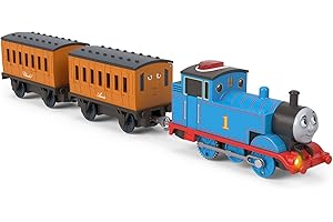 Thomas & Friends Toy Train, Motorized Talking Engine & Cargo Car/Tender Featuring Thomas from the Classic Series & All Engines Go, JDF25