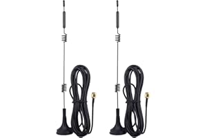 YILIANDUO Antenne WiFi Double Bande 2,4 GHz 5 GHz 5,8 GHz 9 dBi Base magnétique MIMO Antenne de routeur Double Bande RP SMA Antenne mâle pour routeur WiFi Carte réseau sans Fil Caméra IP (2 pièces)