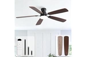 Sofucor Ventilateur Plafond avec Lumiere, 132 cm Dimmable Lampe Ventilateur Plafond LED, Telecommande, 6 Vitesses, Silencieux DC Réversibles, Minuterie pour Chambre