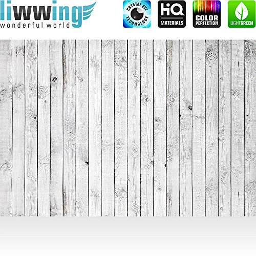 Vlies Fototapete 400×280 cm PREMIUM PLUS Wand Foto Tapete Wand Bild Vliestapete – WHITE PAINTED WOODEN WALL – Holzoptik Holzwand, HolzPanel, weißes Holz – no. 085 - 2