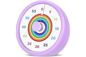Cexovo Visueller Timer für Kinder 60 Minuten Countdown Timer mit Großem Bildschirm, für Kinder Zahnputztimer Leise, Regenbogen Zeitmanagement Tool für Küche, Klassenzimmer (Violett)