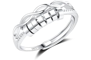 Cangall Silber Anxiety Rings, 925 Sterling Silber Damen Fidget Rings, Offen Einstellbar Anti Stressrings Dekompressionsringe, Unendlichkeit Spinner Fidget Ringe, Unisex Stimmungsring Angst Ringe