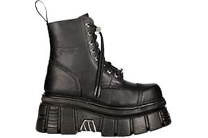 New Rock M-NEWMILI083-S21 wieża buty bojowe czarne skórzane buty motocyklowe na platformie