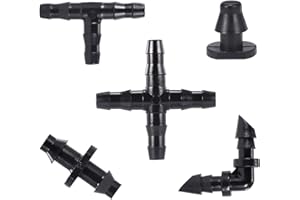 Kalolary 250pcs Automatische Bewässerung Set, Gartenwerkzeuge Sprinkler Bewässerung Rohrverbinder für Landschaft, Flower Bed, Terrasse Pflanzen, Gewächshaus Spray Bewässerungs t-stück Gelenk