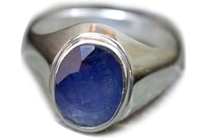 55CARAT Anillo de plata de ley 92,5% de zafiro azul natural de 5 quilates, hecho a mano