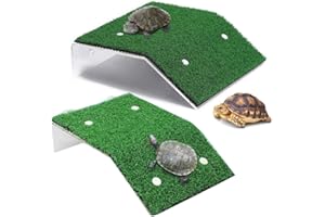 YouXiaor Tortoise Climbing Platform, Pack of 2 Zoomed Turtle Dock with Suction Cup Turtle Sunbathing Platform Bask Patio Climbing Ramp Turtles Terrace Island Aquarium Float Decoration