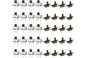 Youmile 20 sztuk mini pionowych przełączników przesuwnych 1P2T SPDT 3 piny 2 pozycje DC50 V 0,5 A SS12D10 przełącznik z 20 sztukami mini panelowy przełącznik przesuwny wł./wył. SS12F15 przełącznik
