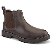 STANPHORD Men’s Black Solid PU High-Top Chelsea Boots | Round Toe Slip-On Ankle-Length Shoes | Comfortable Regular Fit Formal