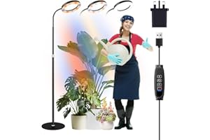 FYLXURO LED Grow Lights for Indoor Plants, Full Spectrum 88 LEDs Floor Plant Light with Stand, Grow Lamp with 3/9/12H Timer, 10 Dimmable Levels,360° Gooseneck,23''~67'' Adjustable Height for Small/Large Plant