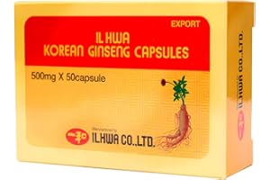 TONGIL Ginseng Coreano Puro, Calidad Ilhwa, 500 mg, 50 cápsulas en Blíster | Panax Ginseng 100% Sin aditivos | Energía Física y Mental | Raíces Maduras de Cultivo Propio y Extracción Exclusiva