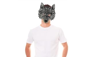 HONMOK Máscara de Hombre Lobo para Carnaval Máscara De Lobo 3D Máscara de media cara de mascarada realista Werewolf maquillaje Disfraz lobo adulto Cosplay feroz Fiesta Accesorios Props