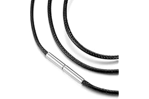 Inscca Cordon Cuir pour Pendentif avec Fermoir Acier Inoxydable 2/3mm Collier Fine en Cuir Homme 40/45/50/55/60/65/70 cm Chaine Femme Enfant Gracon Cadeau Fetes des Peres Valentin Anniversaire