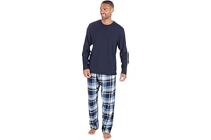 STYLE IT UP Mens Long Sleeve Pyjamas set Cotton Rich Top Brushed Fleece bottoms Top Pant PJ Nightwear/Loungewear Set Gift