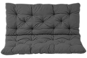 TAIYANYU NENIUX Porch Swing Bench Cushions with Backrest, Replacement Cushions Outdoor Swing Seat Cushions 2/3 Seater Bench Pads Furniture Soft Mat with Ties for Patio Garden,120 * 100 * 8cm,Dark Grey