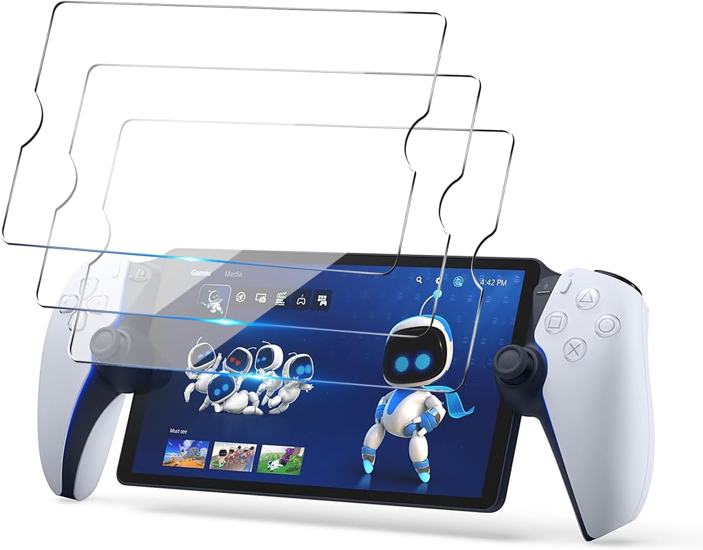 IBETEK 3 Protector de Pantalla Vidrio Templado para Sony PS5 PlayStation Portal, Dureza 9H, Resistente a Arañazos y Huellas Dactilares