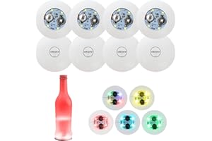 TAFACE 8 Stück Aufkleber-Stimmungslichter, universelle leuchtende Untersetzer, Selbstklebende Flaschenlichter, mehrfarbige Getränkeuntersetzer, 3 Lichtmodi, geeignet für Hochzeitsfeier, Weihnachten, Bar