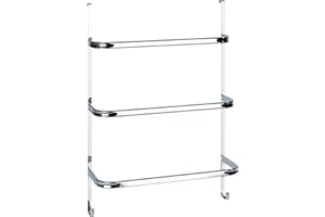 Wenko Toallero para Puerta Irpinia Cromo con 3 Barras toalleras, Simplemente colgarlo en la Puerta o en la Pared de la Cabina de Ducha Cromo