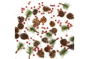 Pelle & Sol 130 Piece Christmas Crafts Realistic Pine Cones & Berry Accessory-DIY Wreath Making Supplies Xmas Tree Ornaments for Christmas Decorations