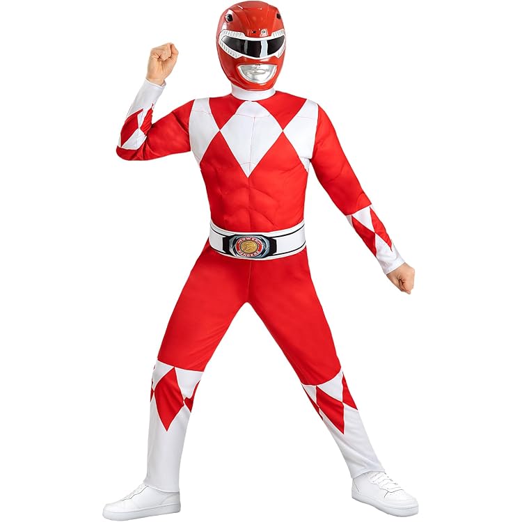 Disguise Power Rangers Kostüm Für Kinder – Rot, Größe M/3T-4T (94-109 Cm), Offizielles Superhelden-Kostüm