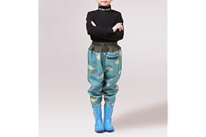 HWBZSZY Leichte Atmungsaktiv PVC-Wathose für Jungen und Mädchen, Elastische Taille Outdoor Anglerhose Jagdstiefel Kinder Mehrzweck Verdicken rutschfest Regen Schuhe Wader Hosen