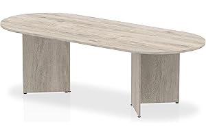 Dynamic Office Solutions OPO Impulse Freestanding 1800/2400mm Rectangular Boardroom Table Distinctive Arrowhead Legs | Sturdy Build Weather & Heat Resistant Melamine Finish Table Grey Oak 2400