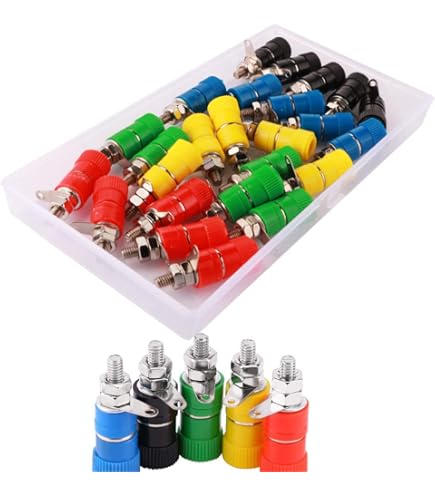 Lot De 12 Fiches Bananes 4mm - Rouge Et Noir, Plaqué Or, Support Jusqu'à 32A, Pour Multimètre, Câbles De Mesure, Soudure Ou Sertissage