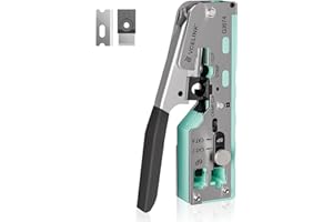 VCELINK Upgraded Stainless Pass Through RJ45 Crimp Tool with A manually Adjustable knob, All-in-One Network Crimper for CAT7/6A/6/5E/5 RJ45 Connector & RJ11/12 Plug, Support Stripping & Cutting