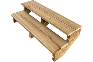 VINUOVO Scala esterna in legno, 2-7 gradini, Rampa per Scale, Kit pronto all'uso, in Legno, per Giardino, Balcone e Terrazzo (2 Gradini SENZA alzate, 120 cm)
