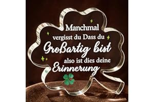 Encoink Weihnachtsgeschenke Freundin, Geschenk Freundin Geburtstag – Glücksklee Acryl Deko, Inspirierende Geschenk für Freundin mit Tröstenden Worten, Geschenke für Frauen Ehefrau Schwestern Kollegin