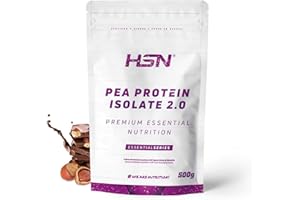 Proteína de Guisante Aislada de HSN | Sabor Chocolate Avellanas 500 g = 17 Tomas por Envase | 100% Vegana | Pea Protein Isolate | No-GMO, Sin Gluten, Sin Soja ni Azúcares añadidos