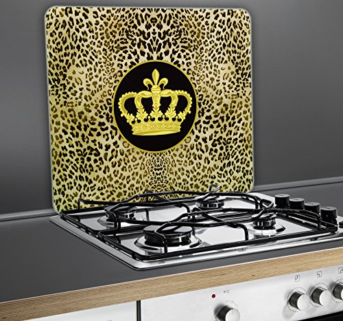 WENKO 2511926500 Motivplatte Krone – für alle Herdarten, Schneidbrett, Gehärtetes Glas, 50 x 56 cm, Mehrfarbig - 3