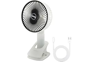EXTFANS Ventilador con Pinza, 4 en 1 USB Recargable Batería Ventilador Pequeño, 3 Velocidades Silencioso Ventilador Portatil, Ventilador de mesa para Oficina, Sport, Hogar, Camping(Negro Blanco)