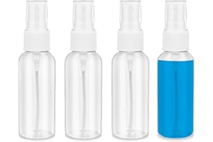 Bipl 4 Stück 50ml Sprühflasche Klein Zerstäuber Transparente Tragbare Kunststoff Spray Bottle für Parfüm Alkohol Pflegeflüssigkeit und Kosmetika in Familienreisen