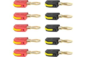 BEELUKY 10 Pezzi Connettori Banana 4mm Banana Plugs 32 A Connettori a Banana Connettore Nero Rosso per Hifi Sistemi Stereo Cavi Altoparlanti Amplificatori Ricevitori AV Amplificatori di Potenza