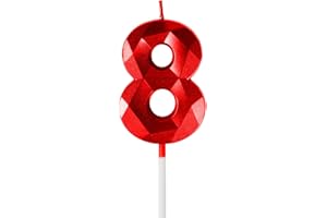 FUNCANDLE 8th Birthday Candles for Cake,Red Number 8 Candle Decorations Birthday Party,3D Design Birthday Candle for Girls Boys 8th Birthday Theme Anniversary Supplie Decorations