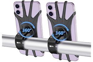 DOKEI Soporte Movil Bicicleta Silicona, 2 Piezas Soporte Movil Motocicleta 360° Rotación Portamoviles Moto Bici Anti Vibración para Smartphones de 4.0"-6.7" Universal