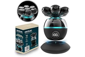 Cecotec Rasoio per la Testa PrecisionCare Skull Shaver, Testina Extralarge, 7 lame flottanti, Autonomia 60 minuti, Base di Ricarica, Display, Design Portatile, Facile Pulizia