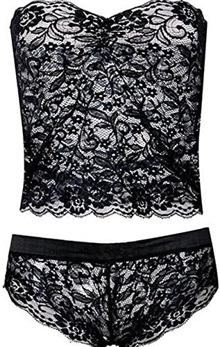 LA TALUS® Women Sexy Corset Lace Push Up Vest Top Girl Bra + Pants Set Underwear Suit