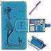 Produktbild EMAXELERS Samsung Galaxy A5 2016 Hülle Flip Schale Brieftasche Standfunktion und Karte Halter Etui Kartenfächer Wallet Tasche Etui für Galaxy A5 2016 SM-A510F,Blue Feeding Girl