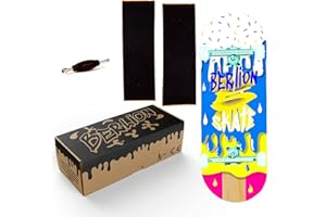 BERLION - Patin à Doigts Professionnel en Bois Pro Ultra Concave Mini Skateboard Doigtier Petit Doigtier Papier de Verre Outils et Roues Doigt Jouets Anti Stress (Multicolore)