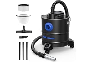 CURV BAR Aschesauger für Kamin, Industriestaubsauger Mit Doppelfilteranlage, 4 Arten Von Ascheentfernungsgeräteköpfen Staubsauger, 20 Liter Fassungsvermögen Aus Edelstahl Mit Aluminiumschlauch