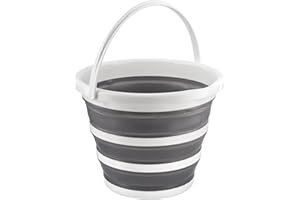 DASHMESH ONLINES Foldable Collapsible 10L Silicone Bucket Potable Space Saving Large Water Bucket with Carry Handle for Water Camping Fishing & Household (Grey)