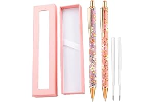 Kareeran Floral Pens Set Retractable Ballpoint Pen Fancy Metal Flower Pens Black Ink Refills Gift Box for Readers
