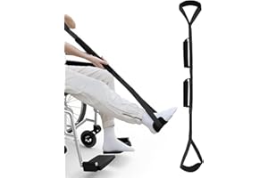 FunnAura 107cm Leg Lifter Mobility Aid with Padded Handgrips and Foot Loop, Hip Replacement Recovery Aids Strap for Easy Get in and Out of Bed, Car,Wheelchair (42inch Black)