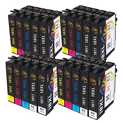GLEGLE 18XL 18 XL Cartucce Sostituzione per Epson 18 Cartucce 20 Compatibile per Epson Expression Home XP-202 XP-305 XP-415 XP-412 XP-215 XP-312 XP-212 XP-102 XP-405 XP-205 XP-302 XP-402 XP-315 XP-30