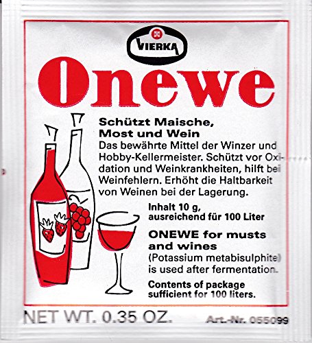 Onewe-Pulver Vierka Kaliumdisulfit schützt Maische,Most + Wein - ausreichend für 100 Liter - 10 g