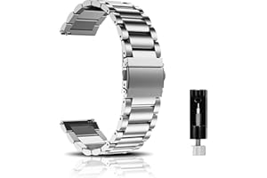 CeiBand Métal Bracelet pour 22mm 20mm 18mm Bracelets de Remplacement Banda de Montre de Rechange en Acier Inoxydable pour Femme Homme - Argent