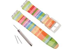 OLIBOPO Replacement Waterproof Silicone Rubber Watch Strap Watch Band for Swatch (17mm 19mm 20mm) (17mm, Iridescence)
