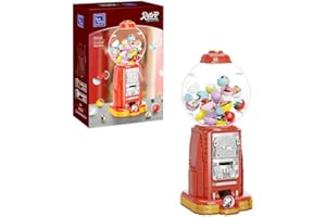 PAN TASY PANTASY Retro Máquina de Chicles, Juego de Bloques de Construcción, con 12 Micro Bloques de Construcción y 12 Notas de la Suerte para Múltiples Juegos de Escritorio Kit